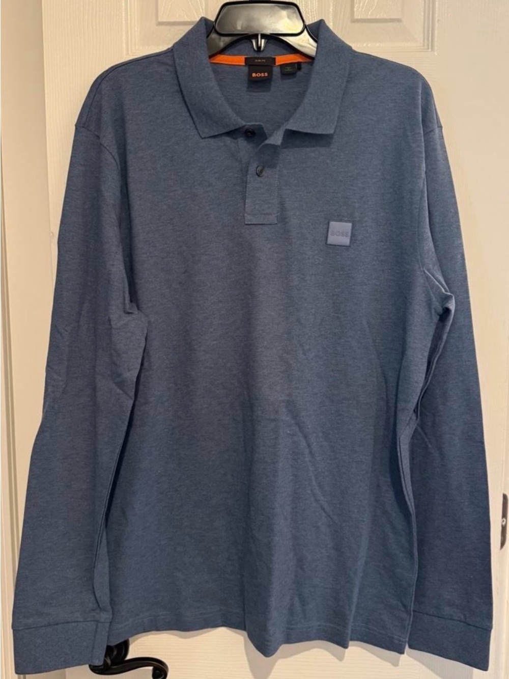 Hugo Boss Long-Sleeve Polo in Heather Navy